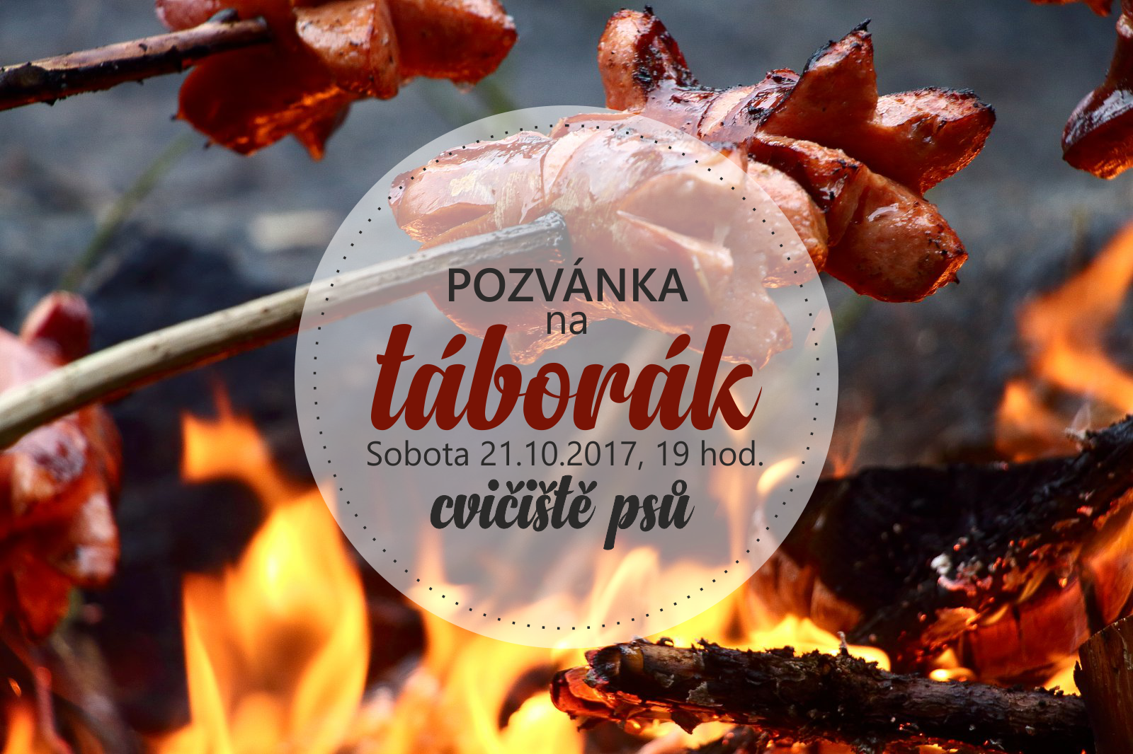 pozvánka na táborák na cvičišti psů